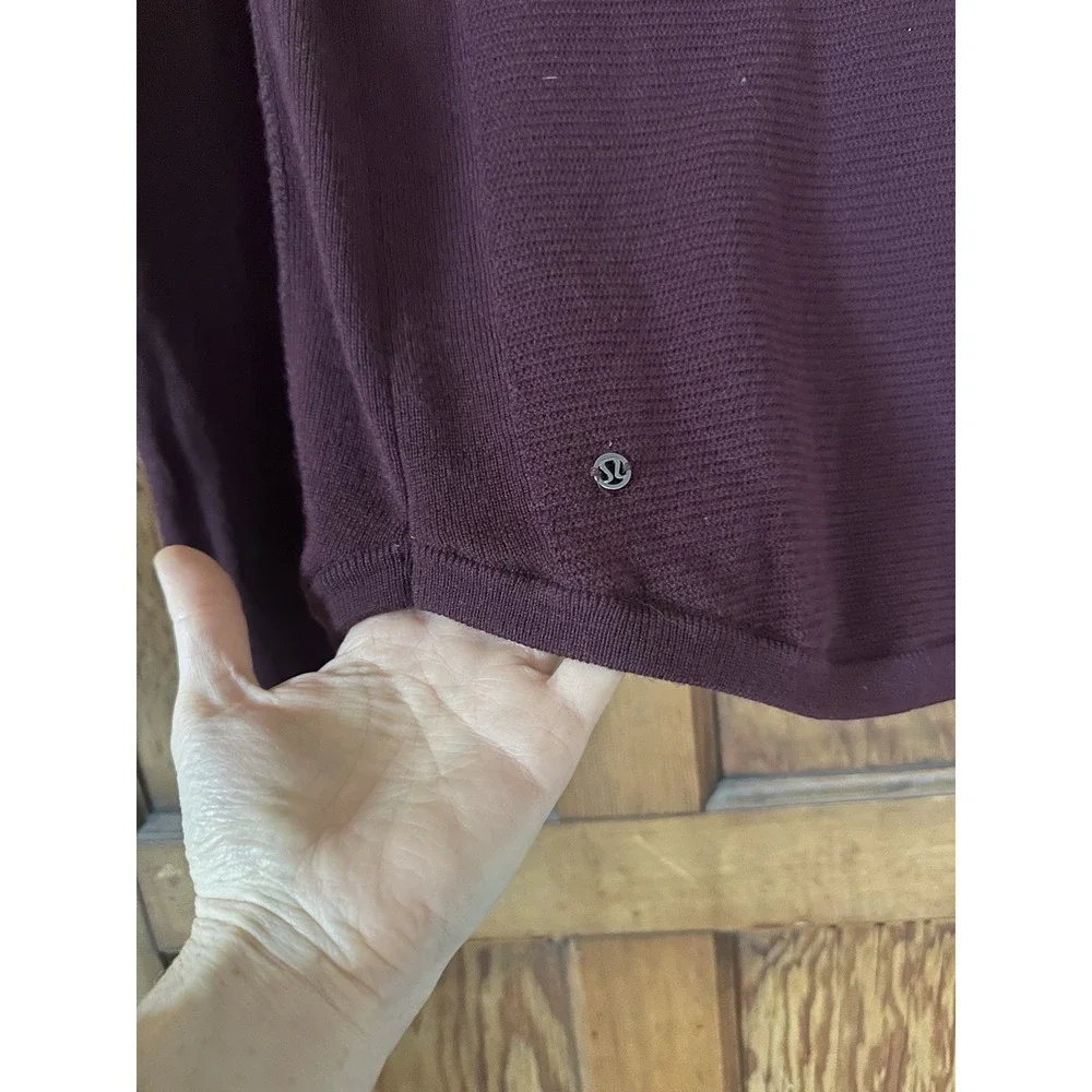 Lululemon Sit In Lotus Sweater Pullover Stretch Merino Wool Womens 8 Burgundy - Picture 4 of 4
